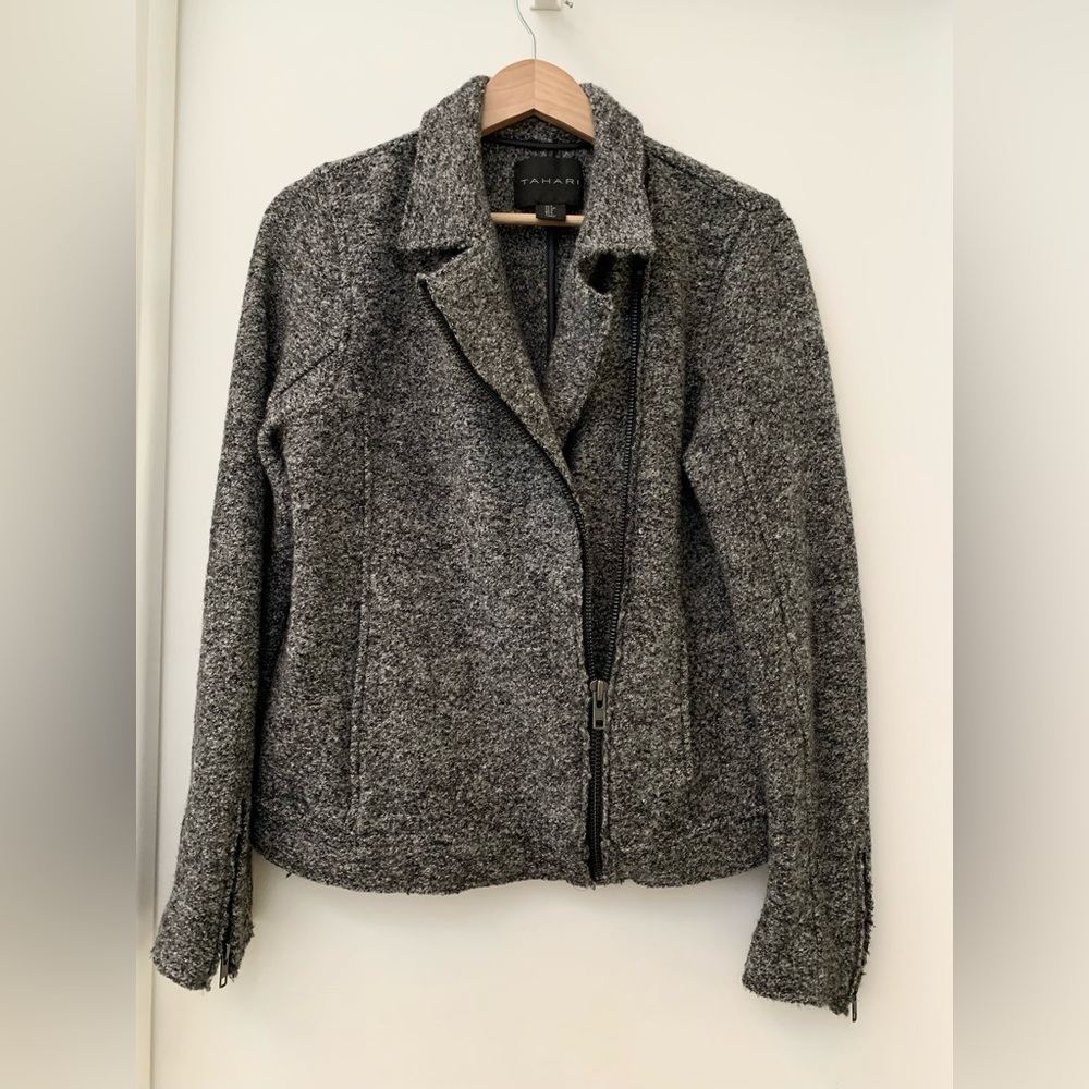 Wool Blend Tahari Moto Jacket